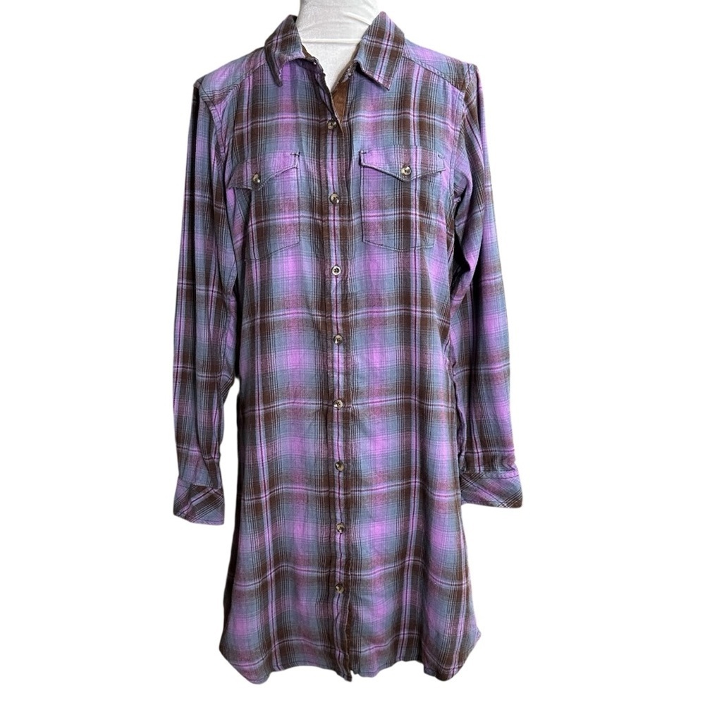 NWT KAVU Women’s Plaid Cotton Shirt Dress. Size Small